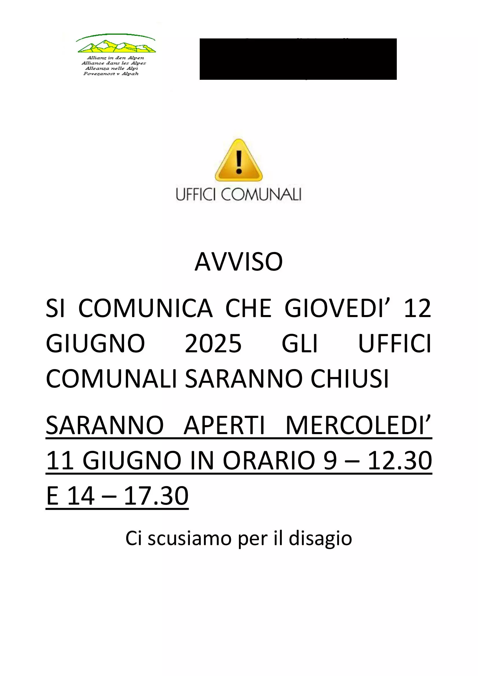 Avviso uffici chiusi